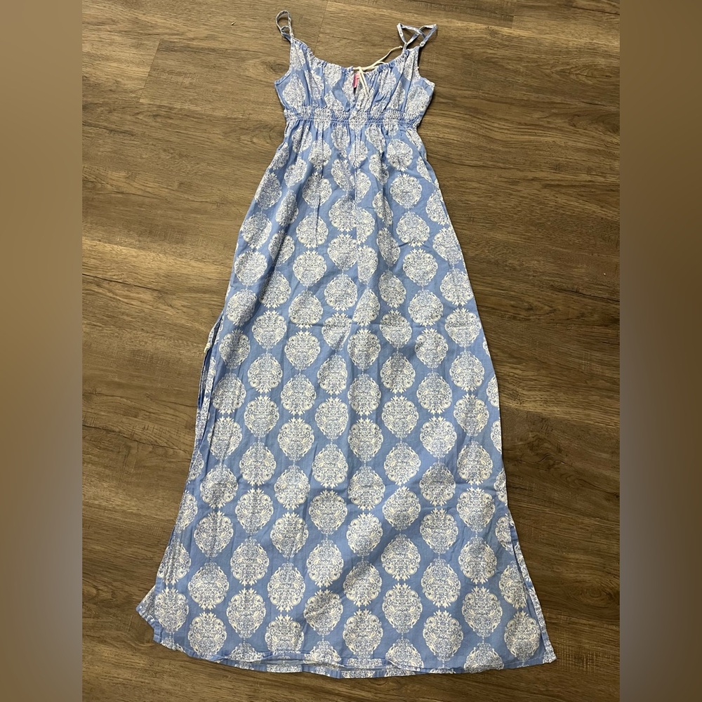 Lilly Pulitzer Light Blue and White Printed Maxi Dress